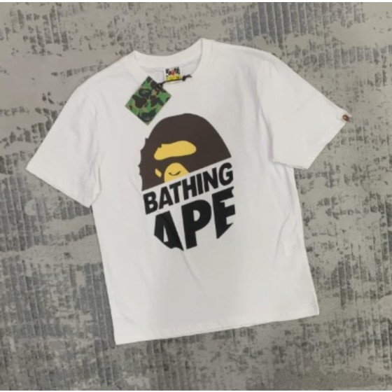 White BAPE "BATHING APE" Half Logo T-Shirt